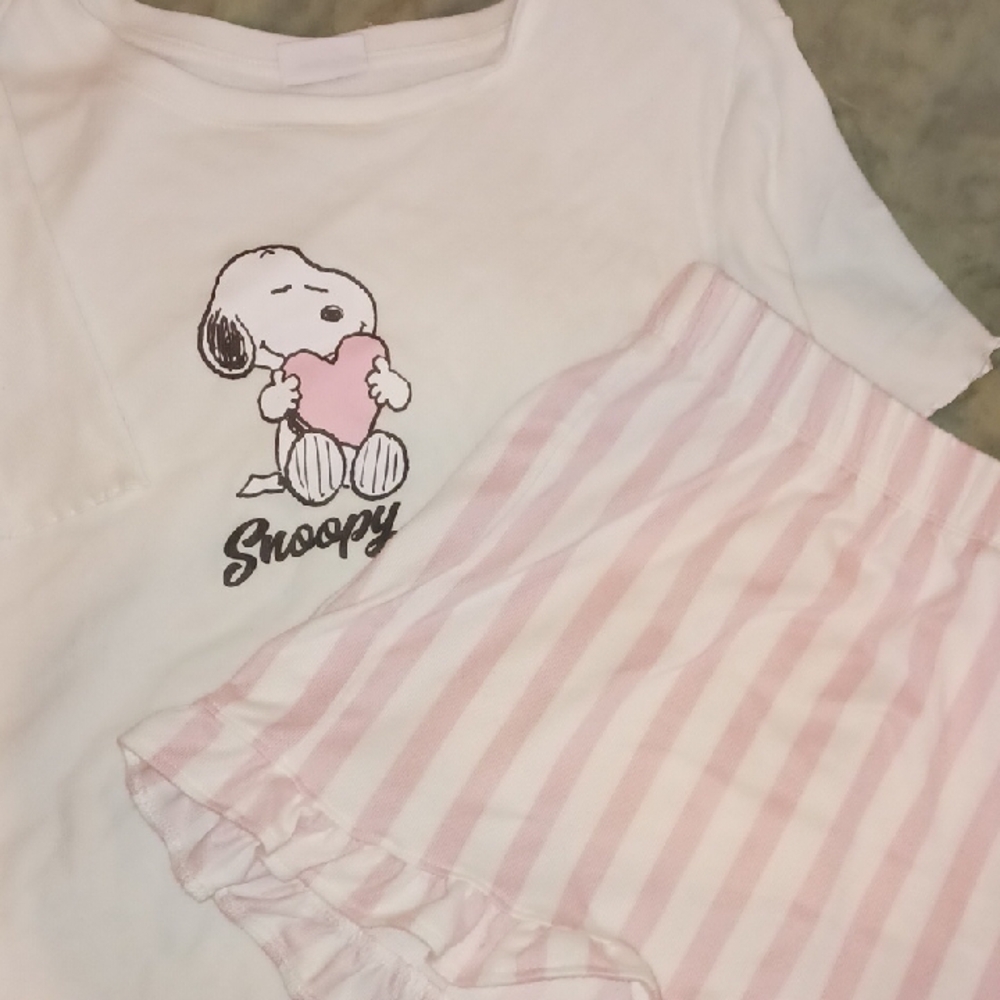 Peanuts Snoopy Pajama Set - Pink and White